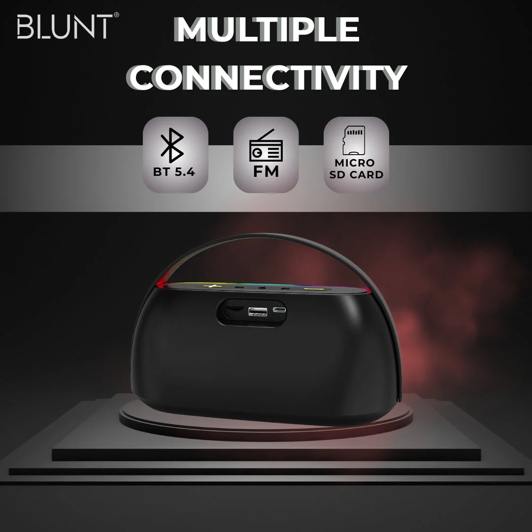 BLUNT SOUNDWAVE T4 – 18W RGB Bluetooth Speaker with 12H Playtime, TWS, FM & More - Image 4