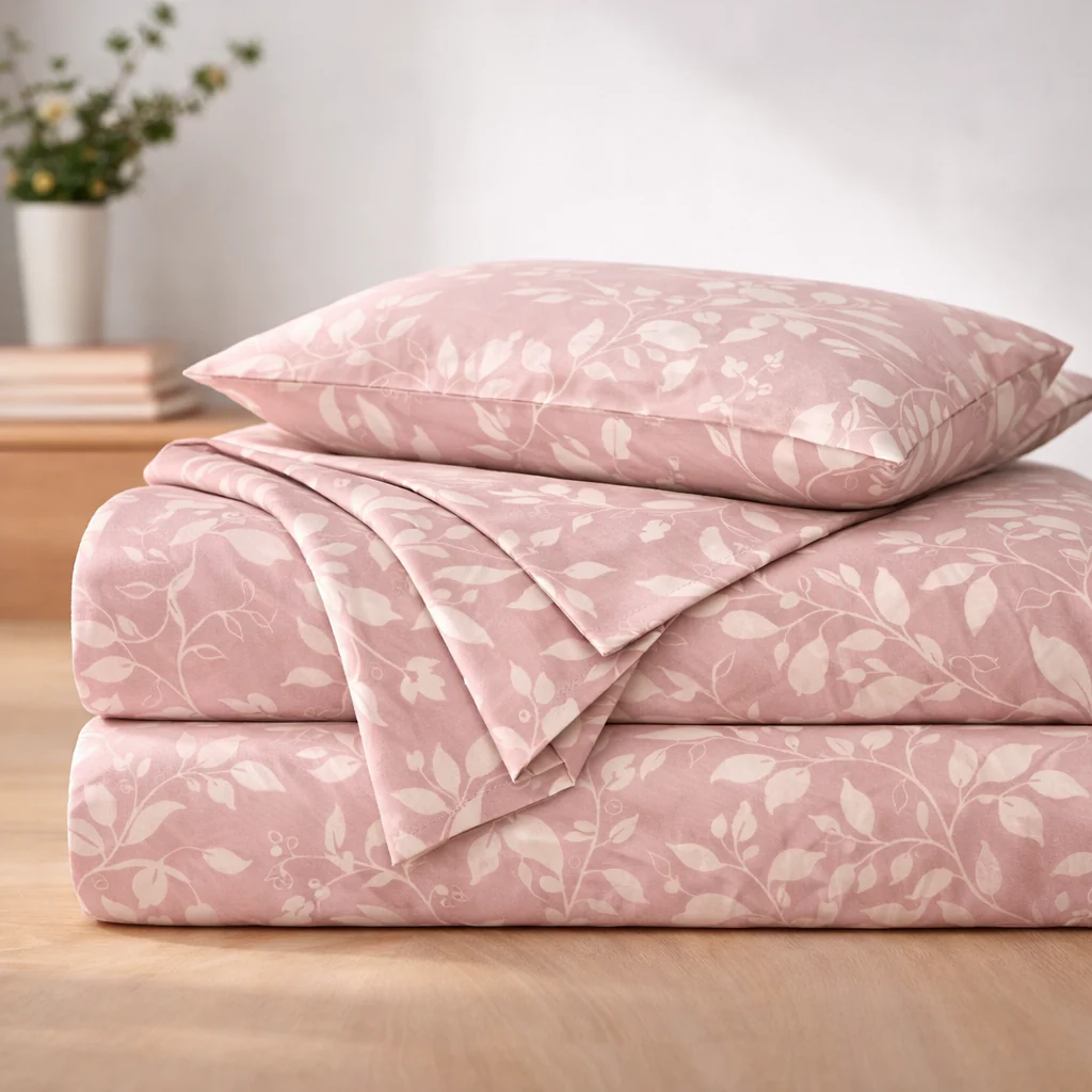 Blush Pink Floral Queen Size Bedsheet with 2 Pillow Covers | Soft Cotton Double Bed Sheet (90 x 100 Inches) - Image 2