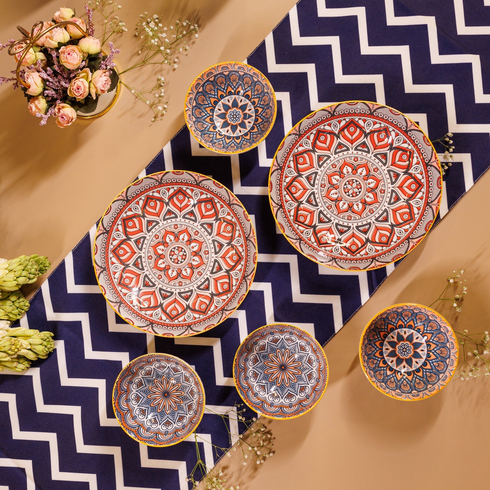 Bohemia Ceramic Plates and Bowls Sets( set of 6) - Image 3