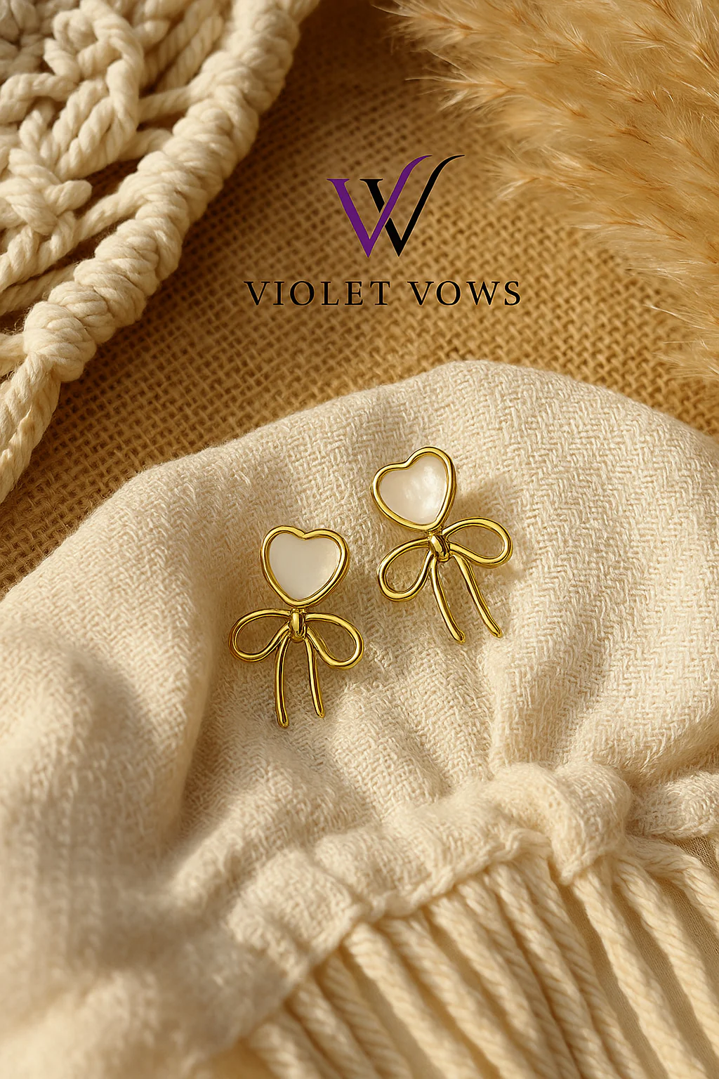 Boho Heart & Bow Earrings - Image 2