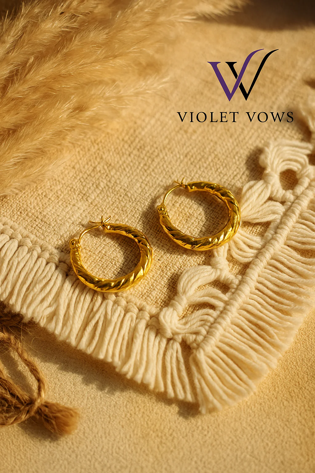 Bold Braided Gold Hoop Earrings - Image 2