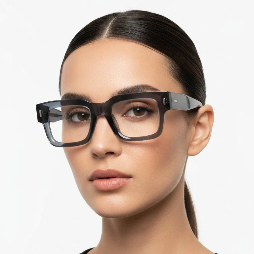 Bold Grey Wayfarer Eyeglasses For Men & Women