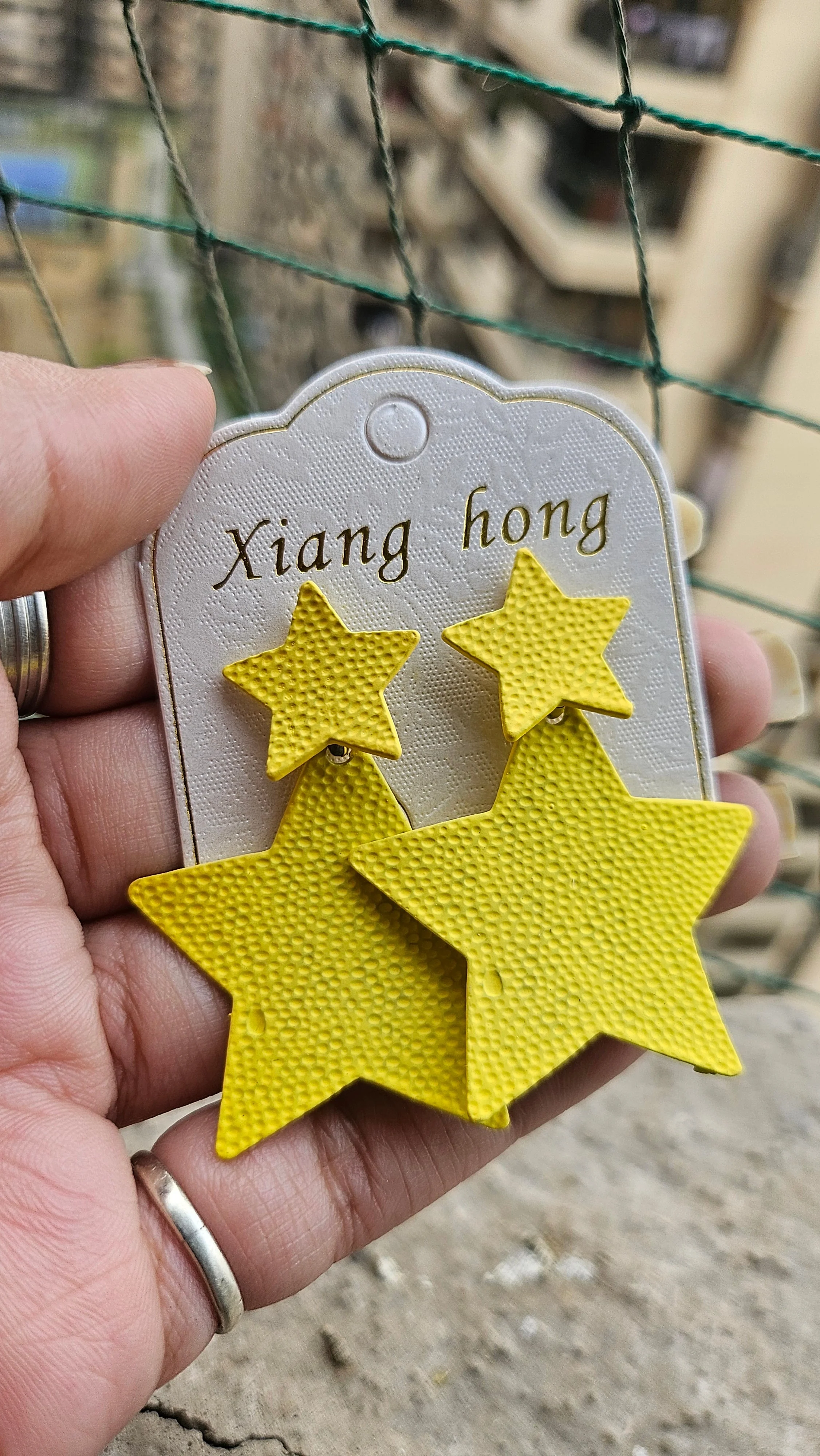 Bold Yellow Star Earrings - Image 3