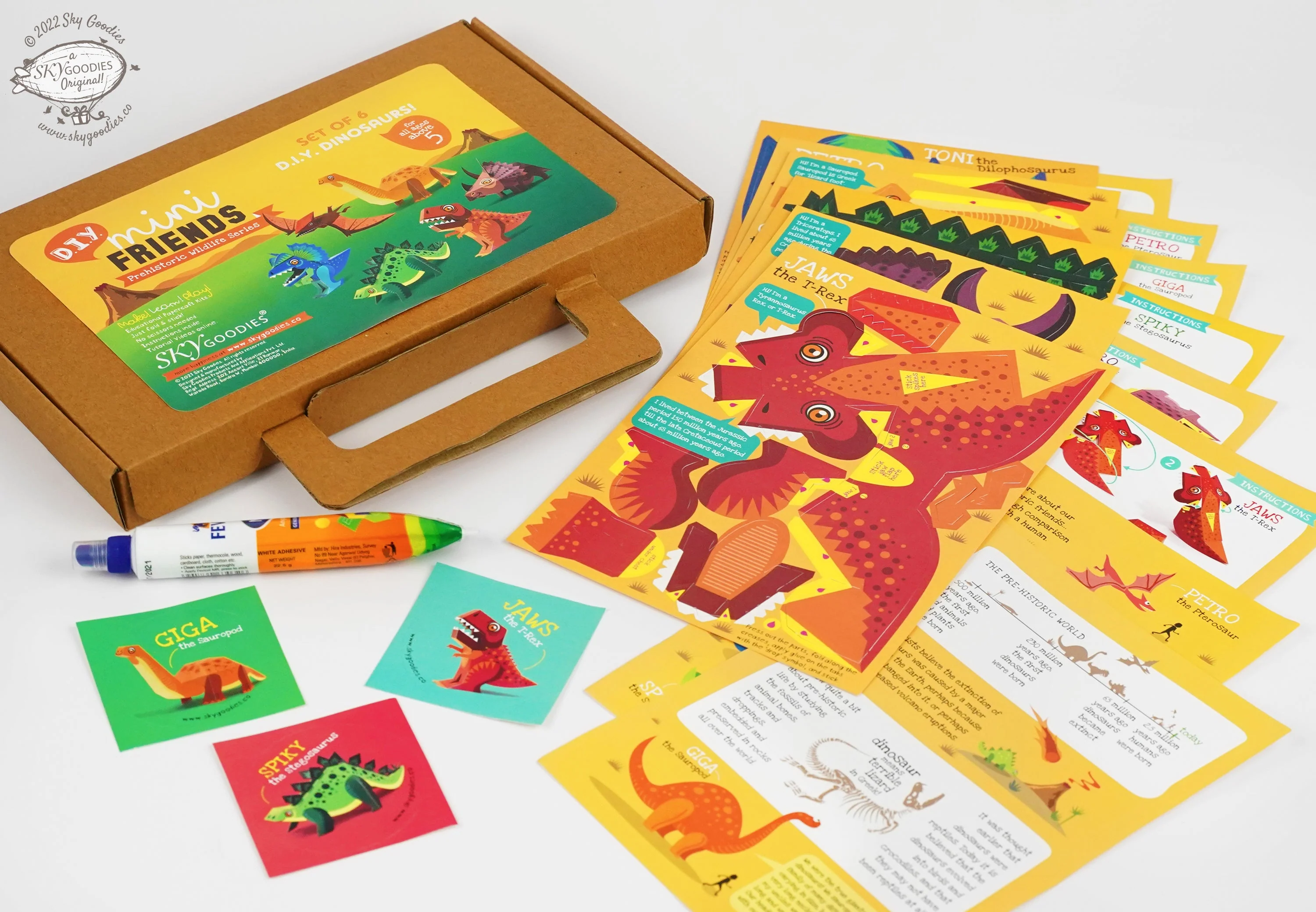 BOX SET of 6 DIY Mini Prehistoric Dinosaurs Paper Craft Kits - Image 2