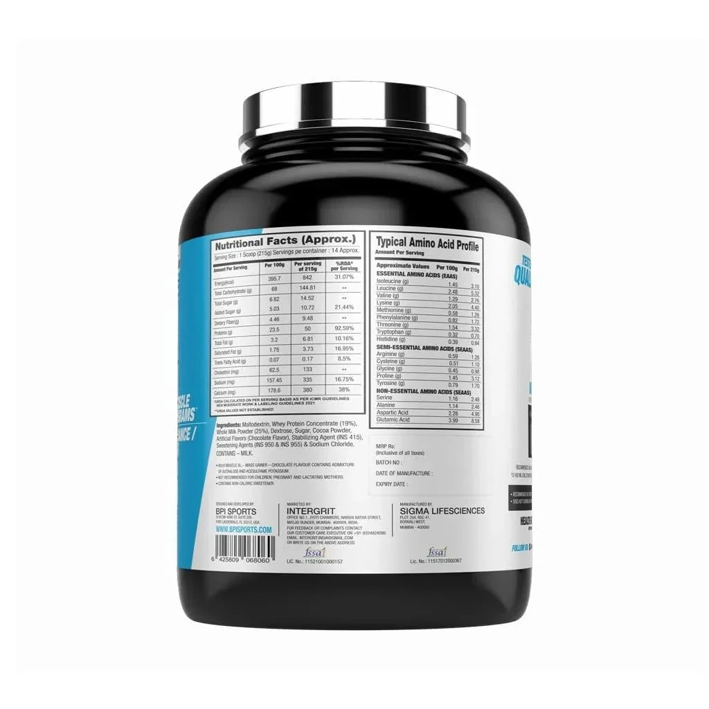 BPI Sports Bulk Muscle XL - 3kg- Vanilla- Advanced Anabolic Mass Gainer- 50 gm Protein- 144 gm- Carbs- 842 Kcal - Image 3