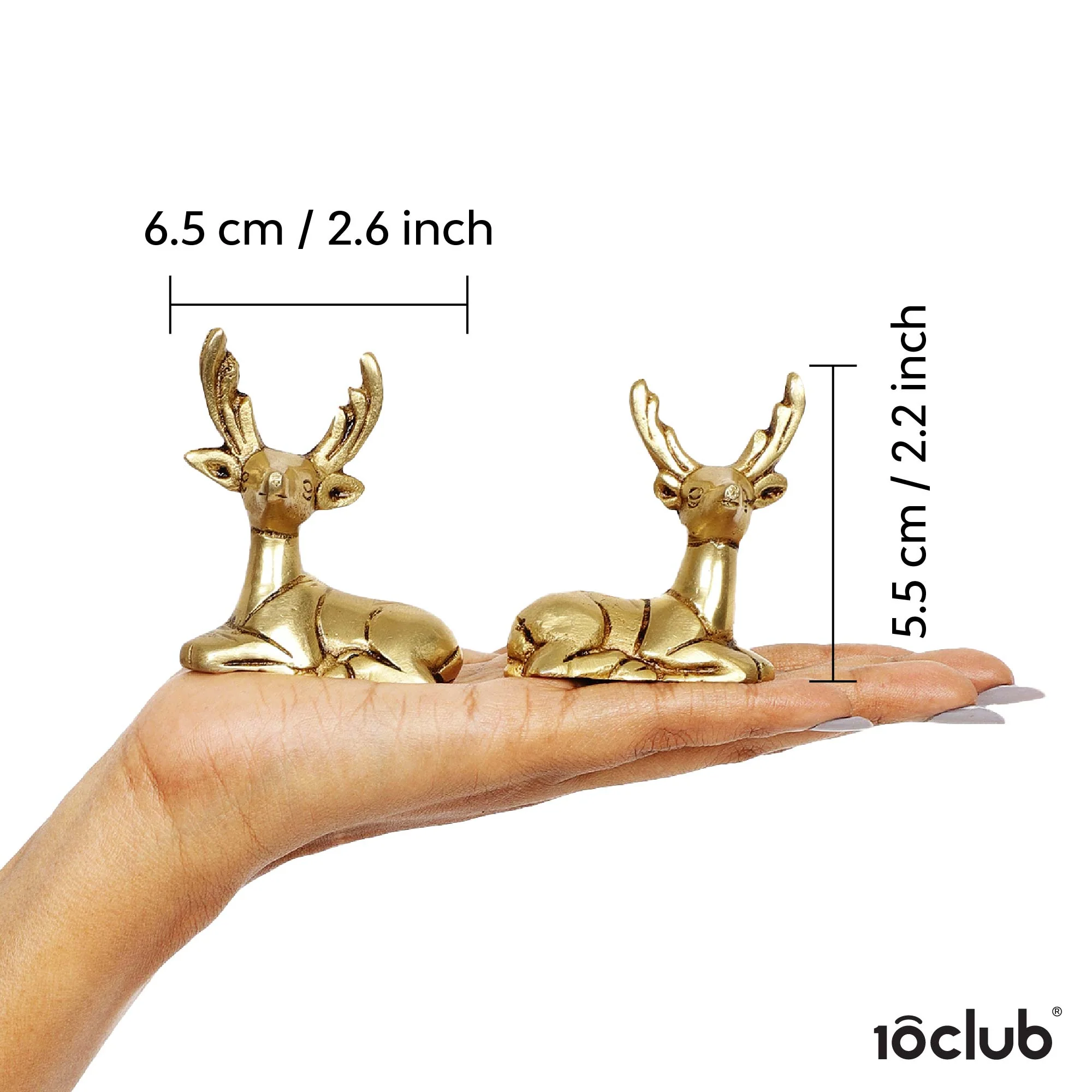 Brass Deer Figurines | Set Of 2 | 100% Pure Brass | Yellow Antique Finish - Image 5