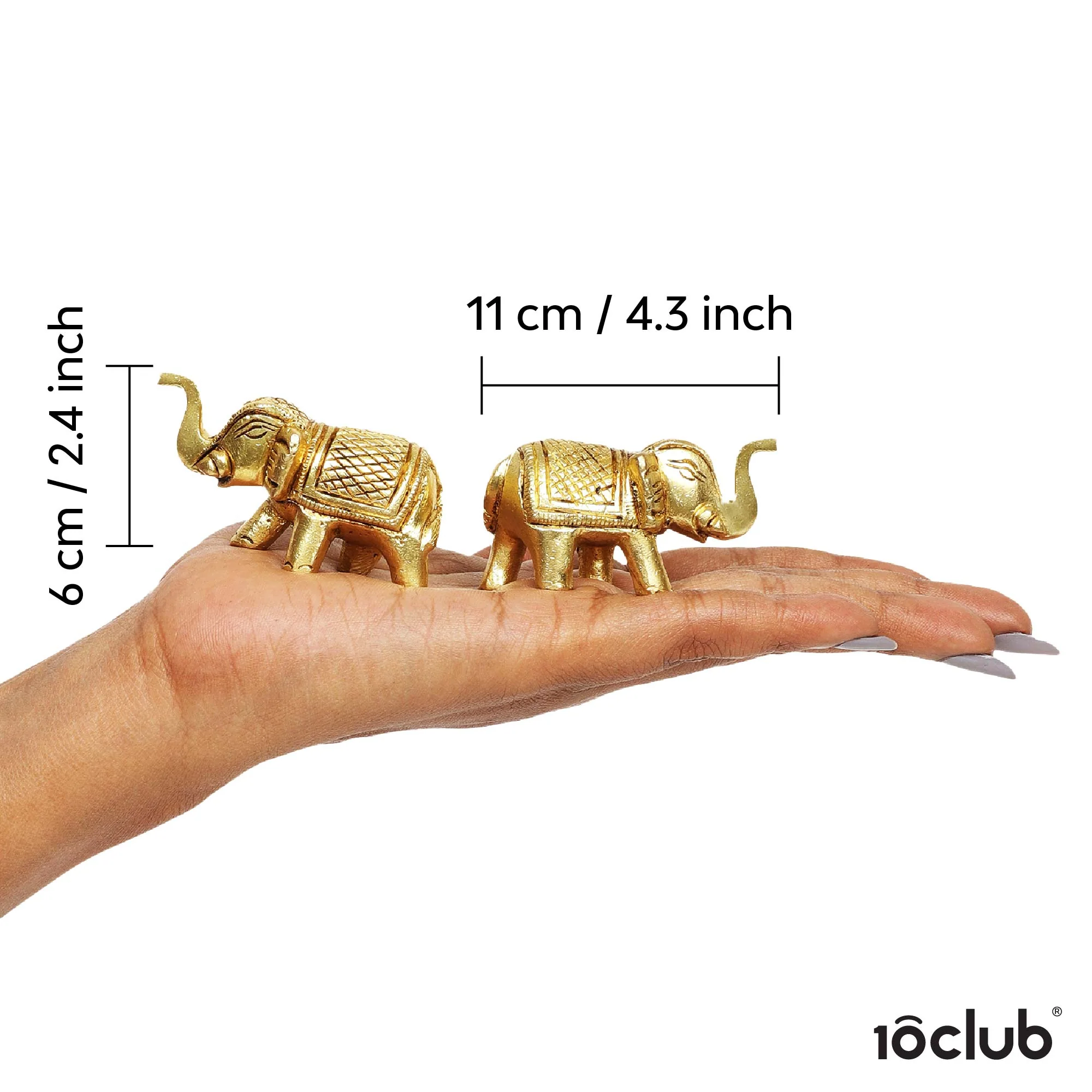 Brass Elephant | Set Of 2 | 100% Pure Brass | Yellow Antique Finish - Image 10