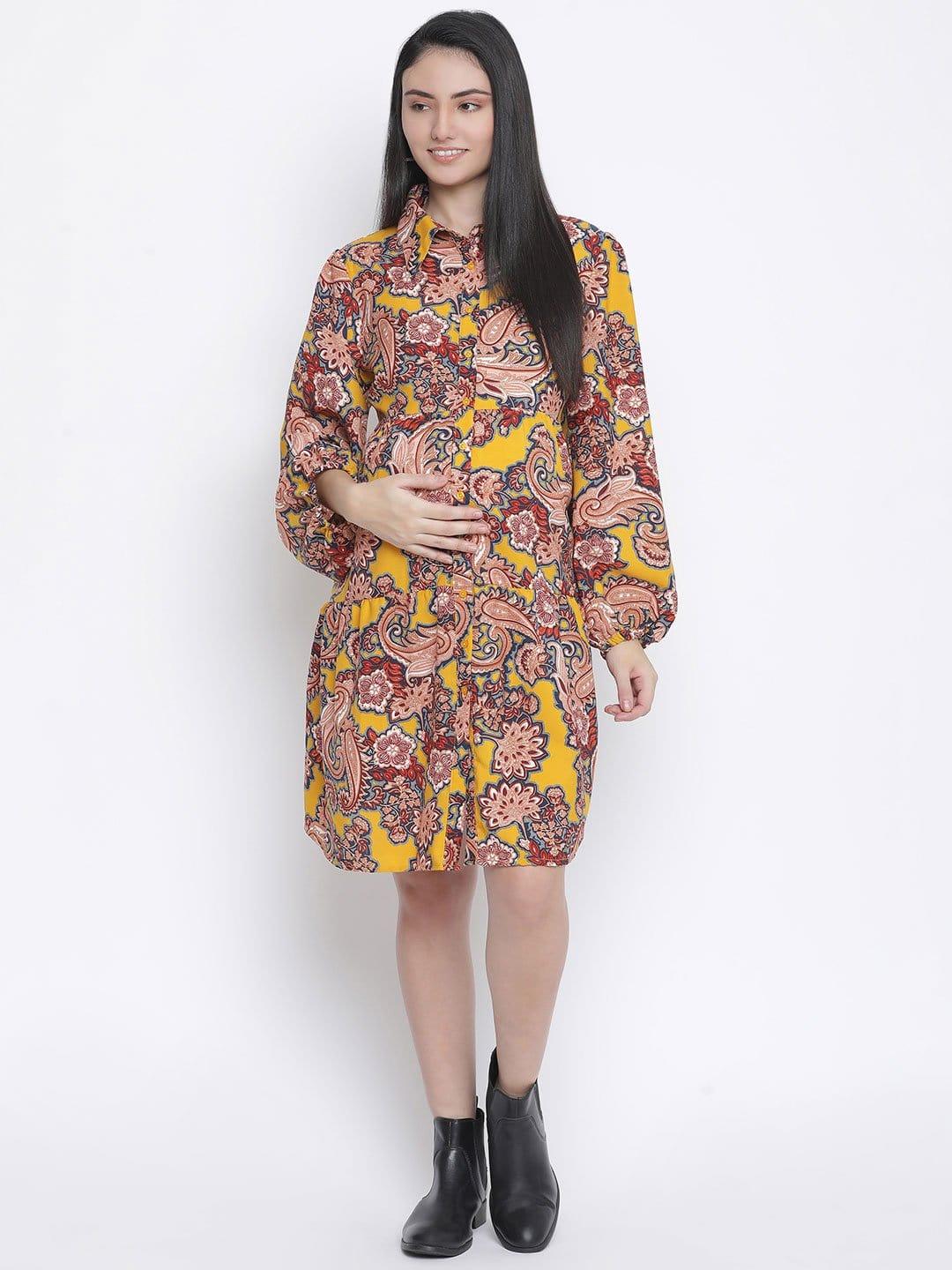 Breezy Sunshine Abstract Print Maternity Dress - Image 2
