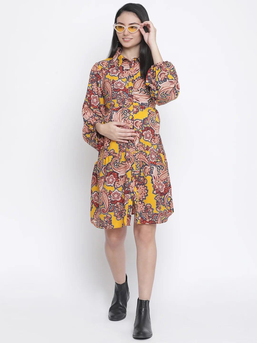 Breezy Sunshine Abstract Print Maternity Dress - Image 7