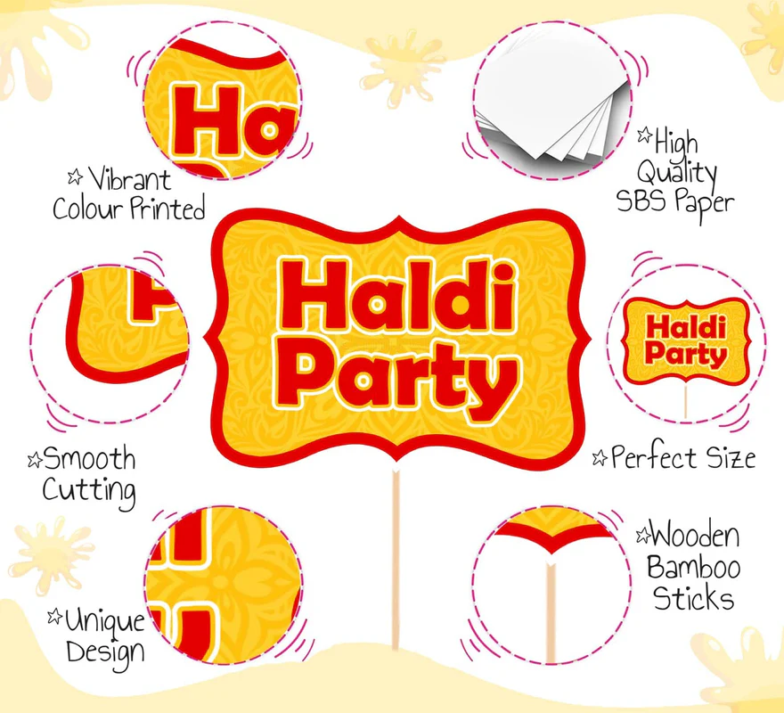 Bride Side Haldi Function Photobooth Props (Pack of 15) - Image 5