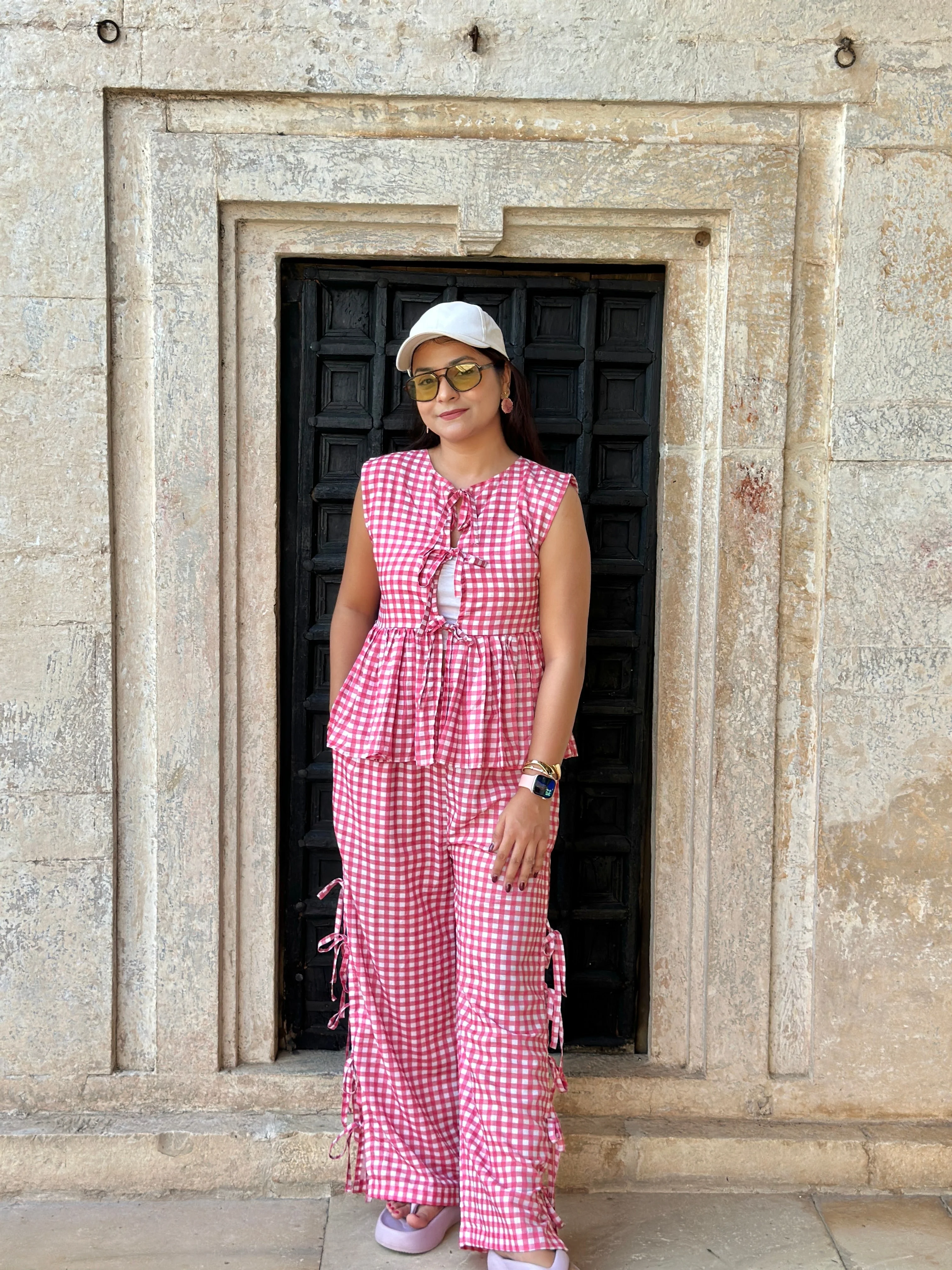 Brisa Ghingham Co-ord Set - Pink - Image 7