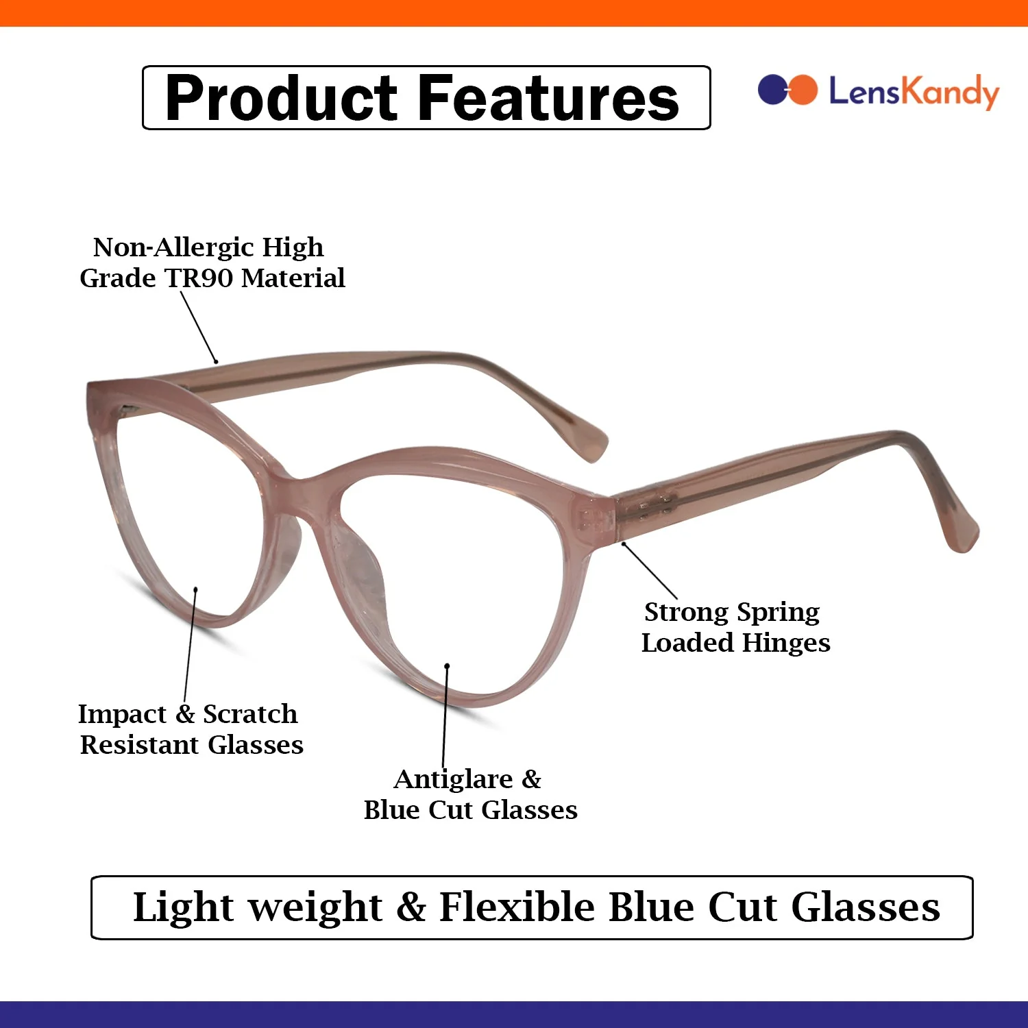 Brown Cat eye Eyeglasses For Women - Image 3