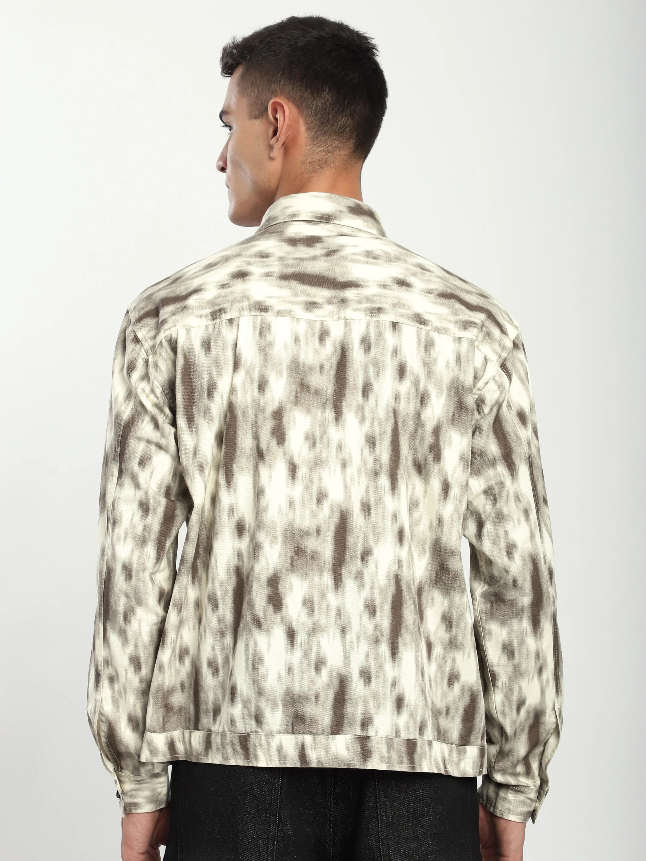 Brown Dye Effect Printed Shacket - Image 3