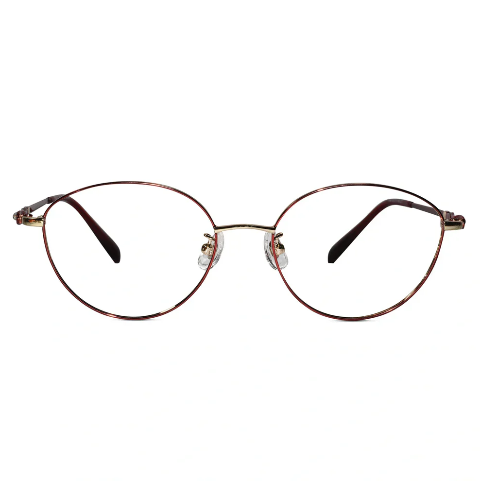 Brown Gold Designer Rimless Cat eye Eyeglasses For Women - Image 5