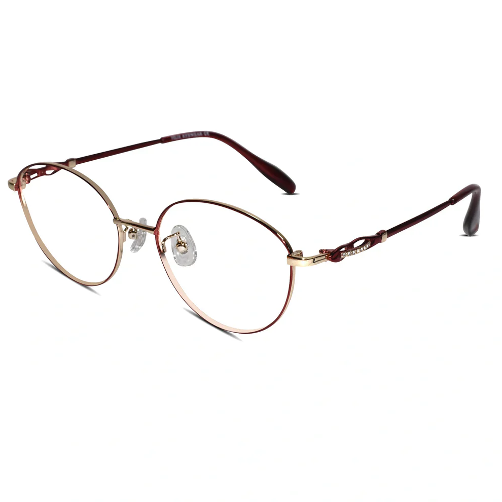 Brown Gold Designer Rimless Cat eye Eyeglasses For Women - Image 7