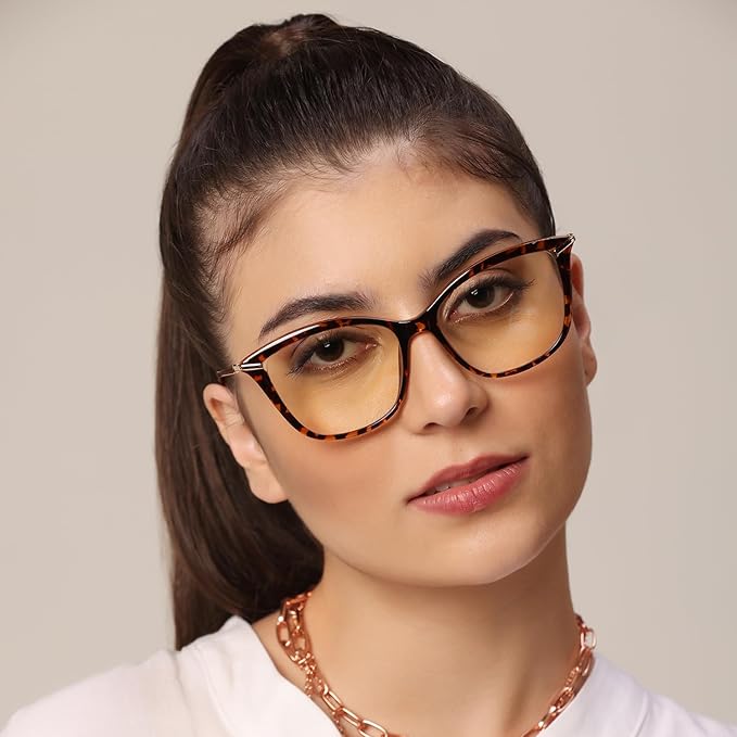 Brown Golden Cat eye Eyeglasses for Women - Image 4