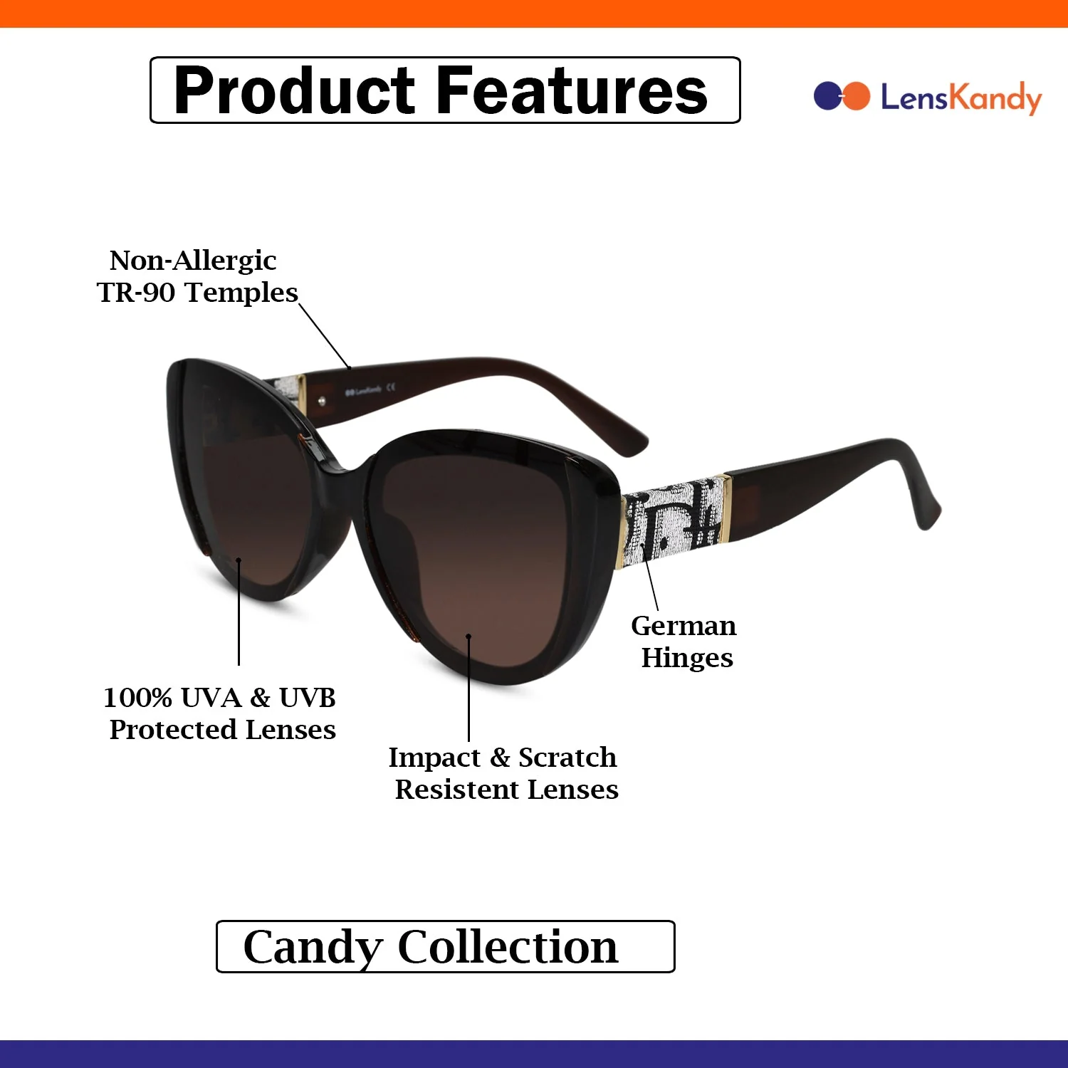 Brown Oversize Cat eye Sunglasses For Women - Image 2