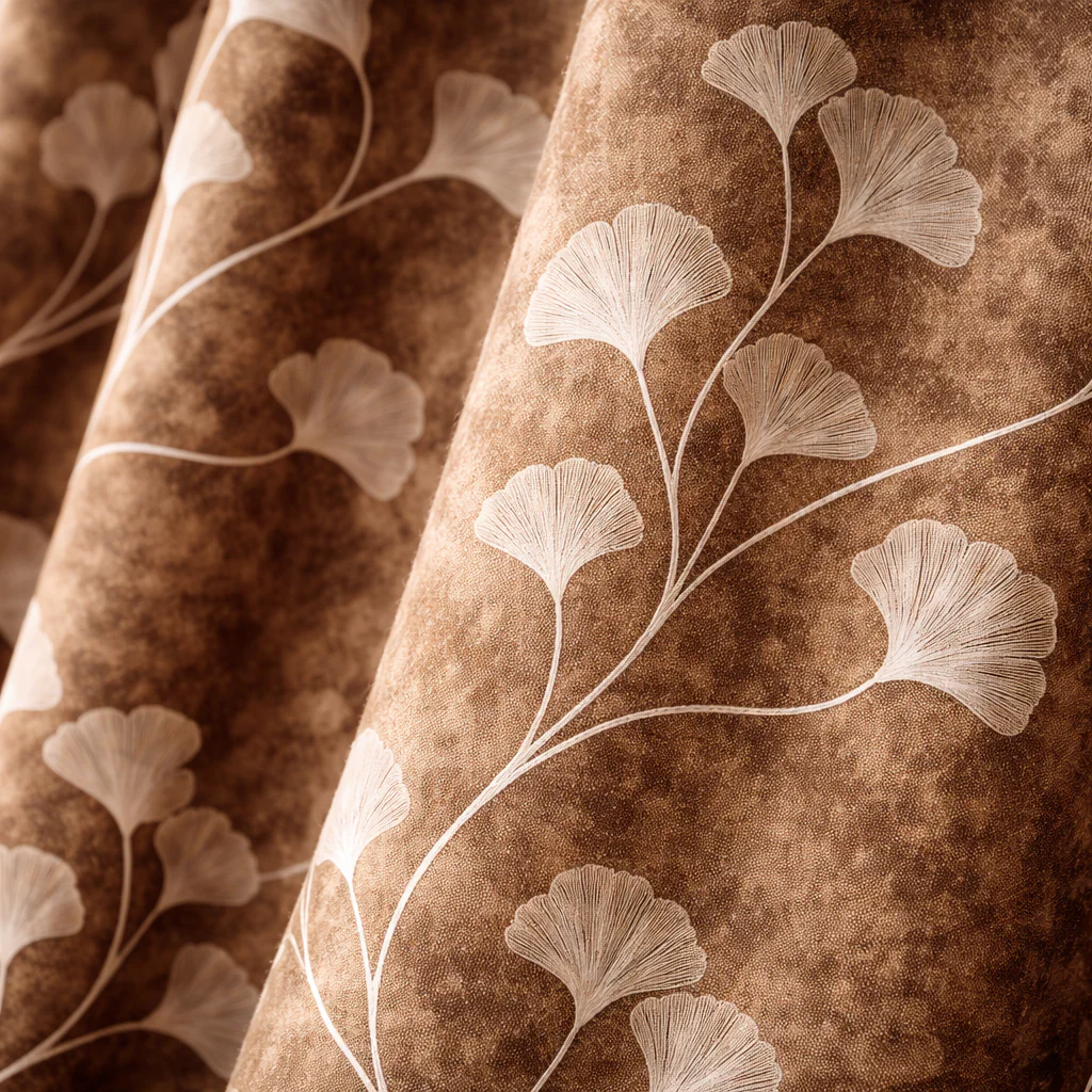 Brown Printed Curtains Set of 2 – Eyelet Window Curtains | Premium Polyester Fabric | Room Darkening & Elegant Floral Drapes | Living Room & Bedroom Curtains - Image 2