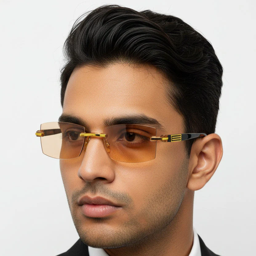 Brown Tint Bifocal Rimless Reading Glasses -3BBFTG - Image 2