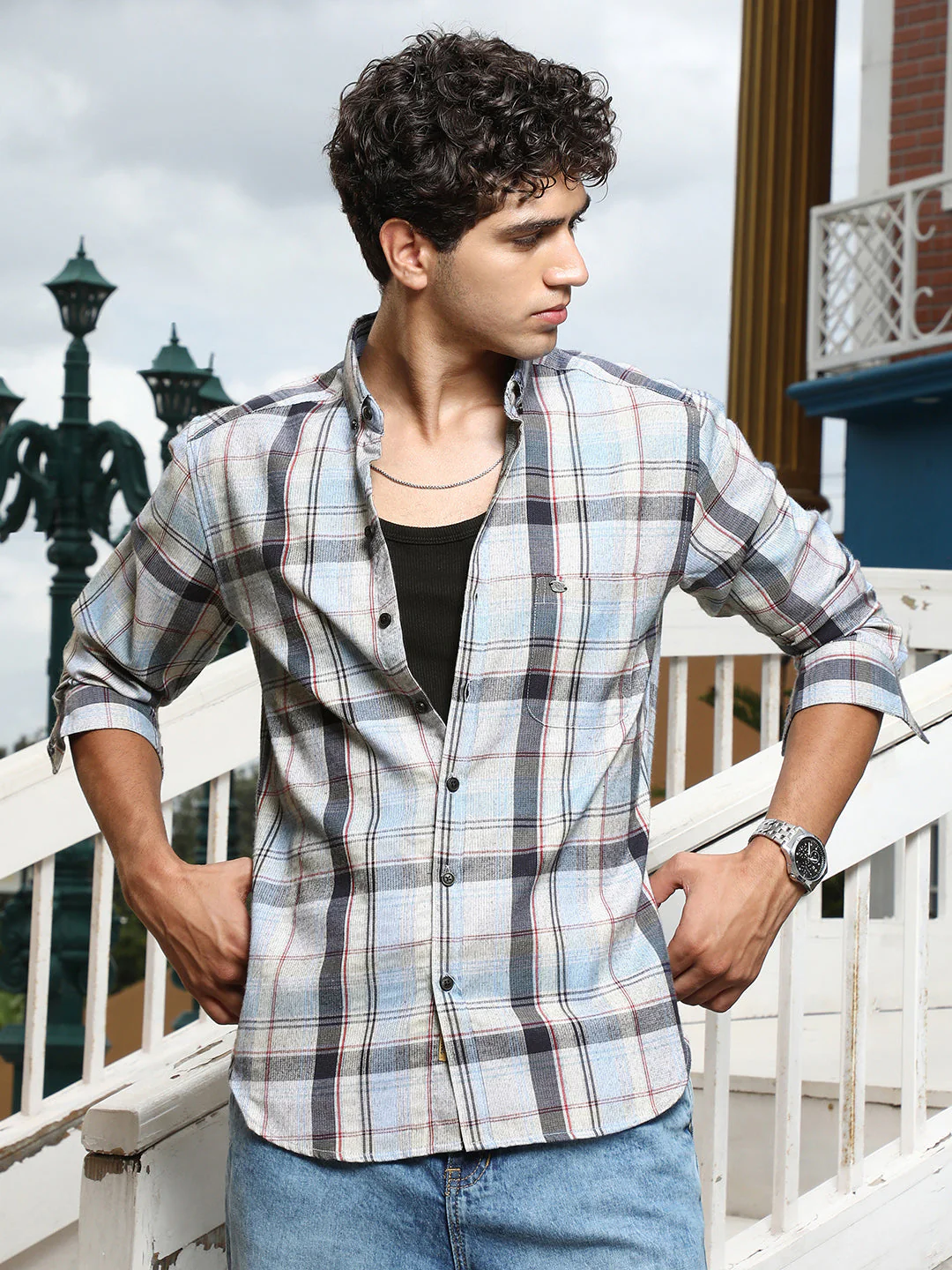 Brushing-Plaid Regular Shirt - Image 2