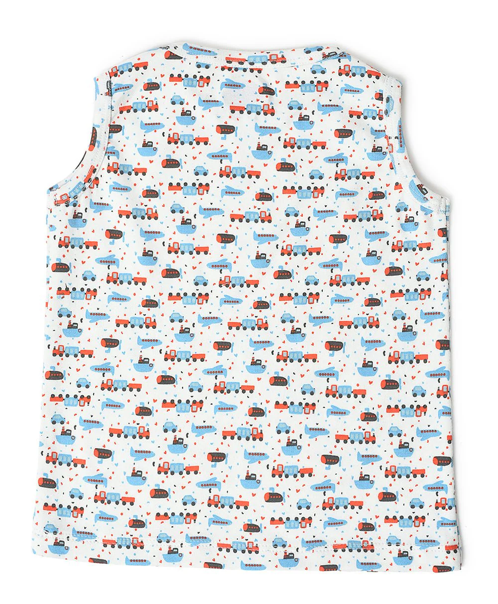 Buddy Printed Cotton Vest For Baby Boy - Pack Of 3 - Image 3