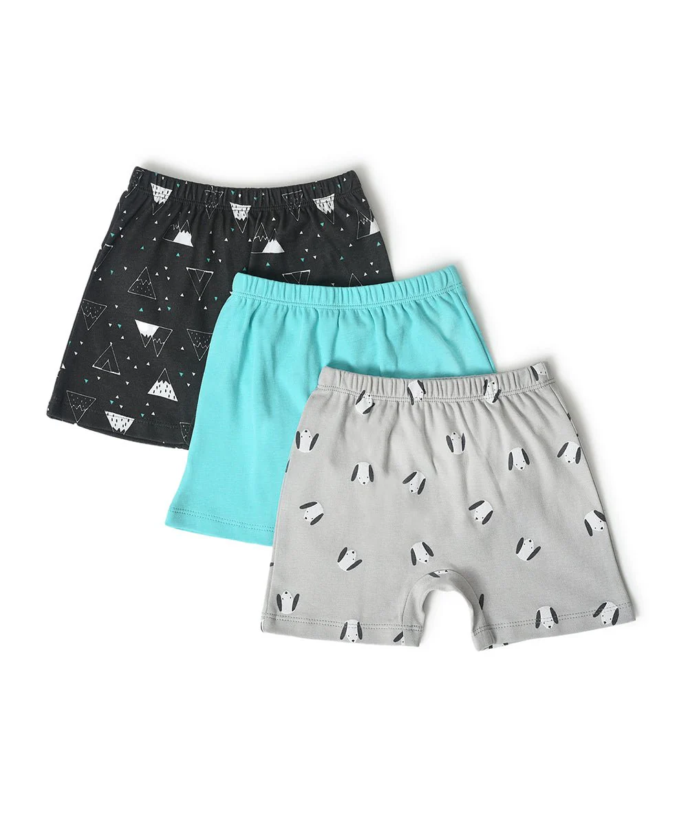 Buddy Printed Sky Shorts For Baby Boy - Pack Of 3
