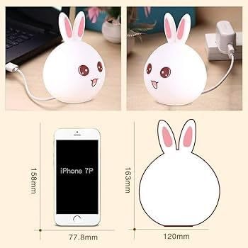 Bunny: Adorable Silicone Bunny Night Light with 7-Color Tap LED Glow, USB Rechargeable & Soft Lighting for Kids’ Room & Gifting - Image 9
