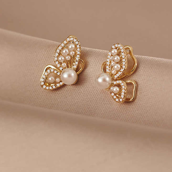 Butterfly Pearl Stud Earring - Image 4