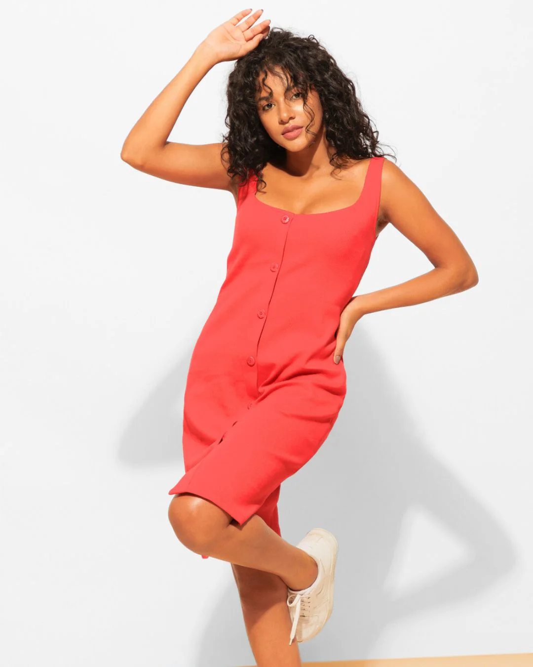Buttoned Knit Bodycon Midi Dress - Image 4