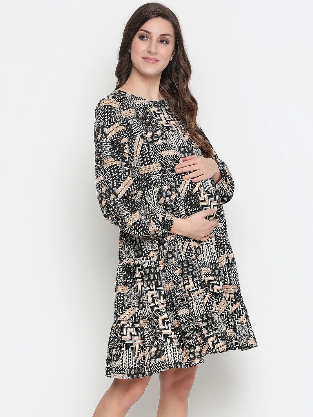 Canva Unstructured Print With Feeding Zip Maternity Dress Now - Image 4