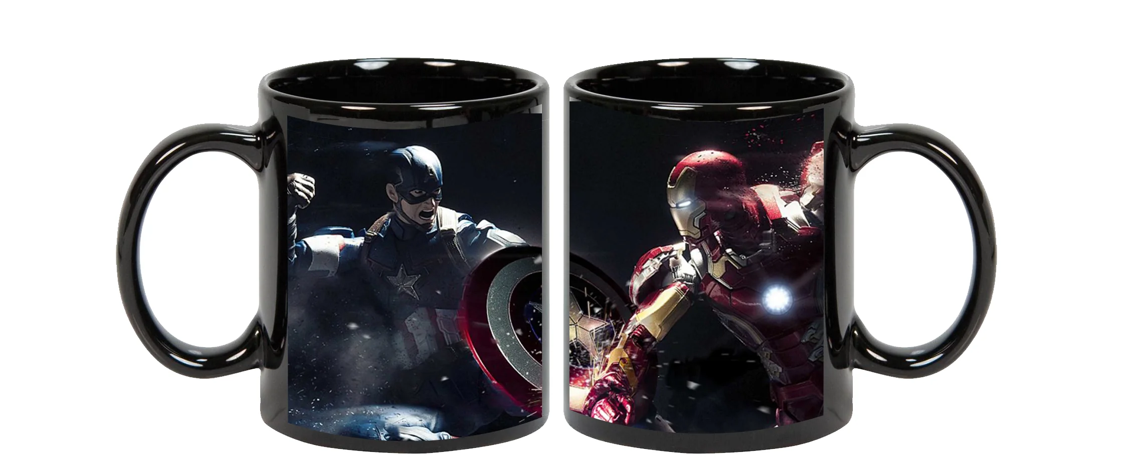 Captain America Ceramic Black Mug, 350 Ml