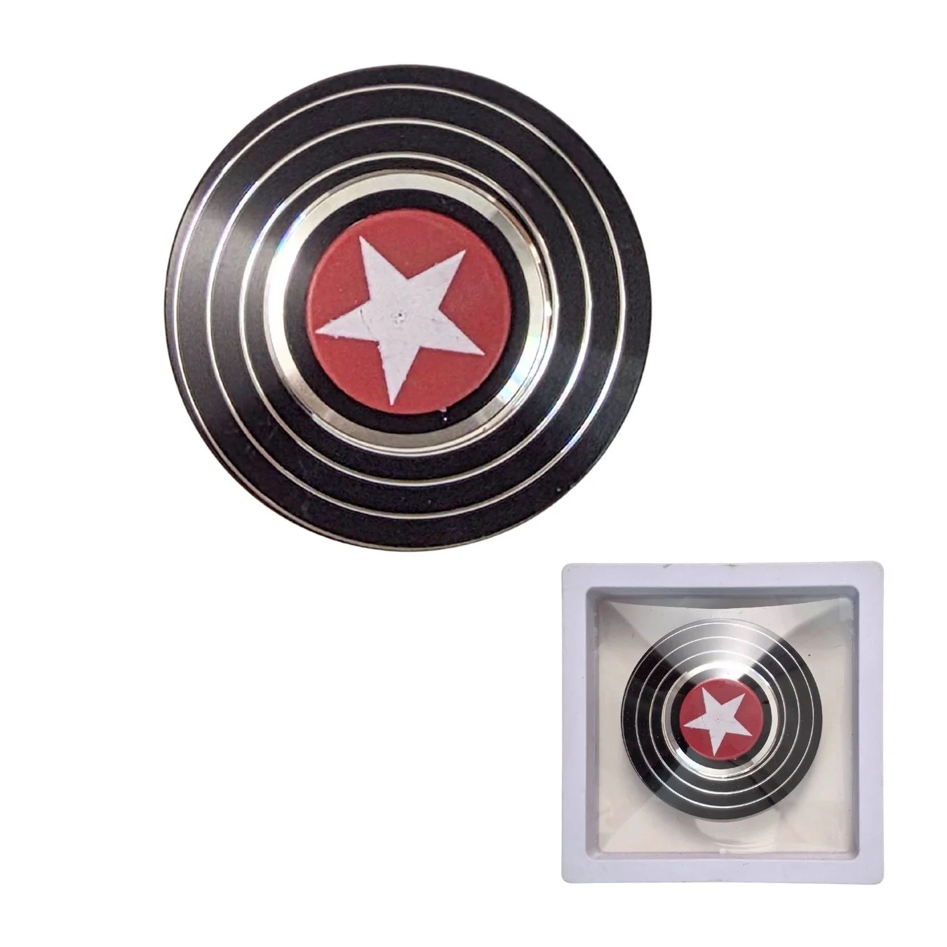 Captain America Sheild - Metal Fidget Spinner in Wooden Pack (6 cm diameter) - Image 2