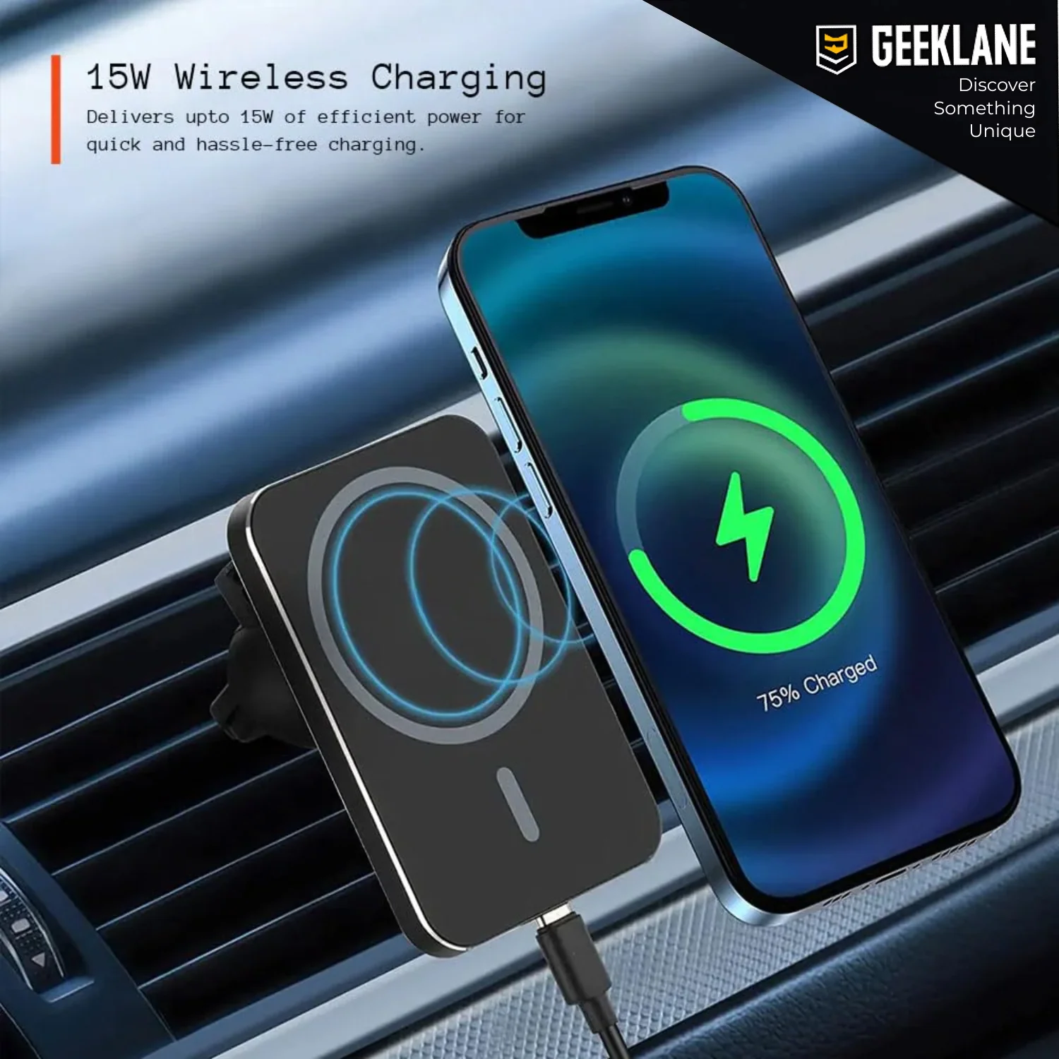 CarMeg: 15W Fast-Charging Magnetic Car Mount with 360° Rotation, Wireless Phone Holder for Car AC Vent with Secure Lock & Universal Smartphone Compatibility - Image 2
