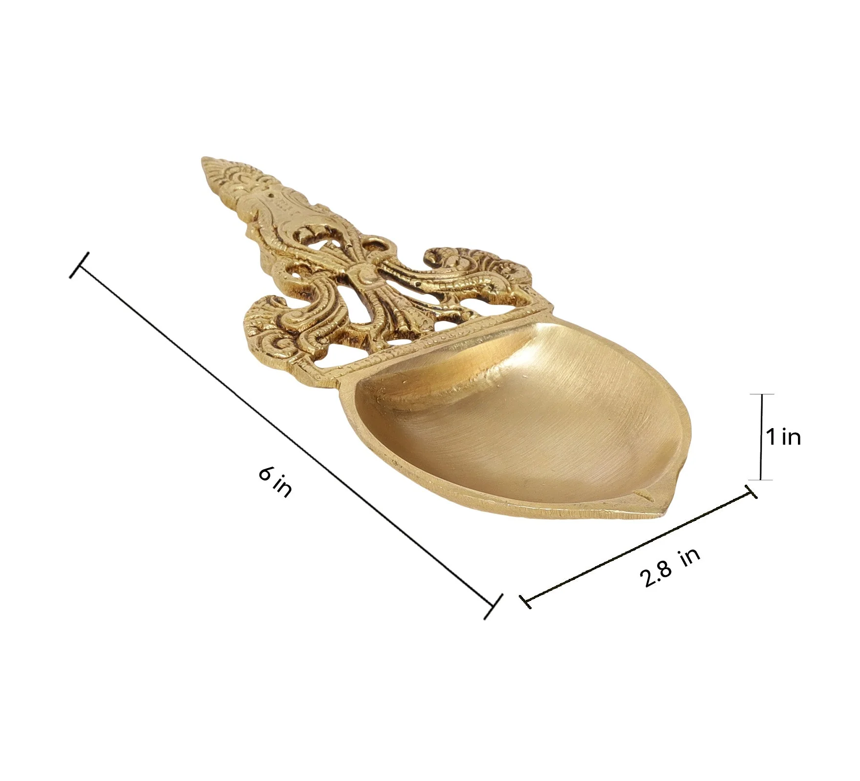 Carved Handle Brass Arti Diya | 100% Pure Brass | Antique Finish - Image 8