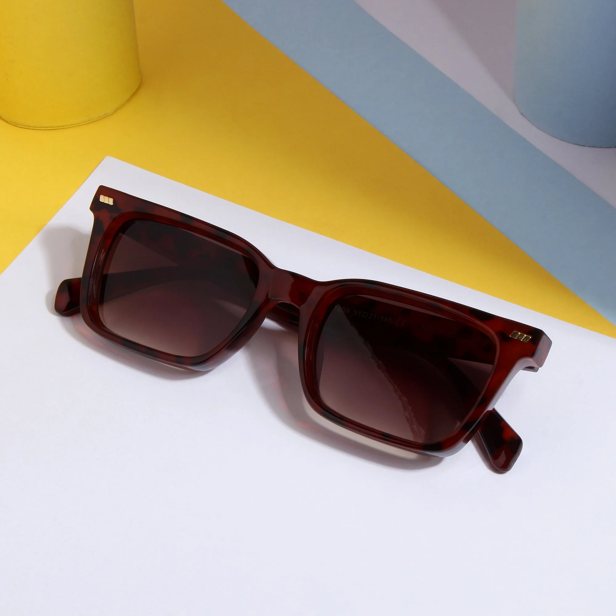 Castels Tortoise Brown Rectangle Sunglasses - Image 4
