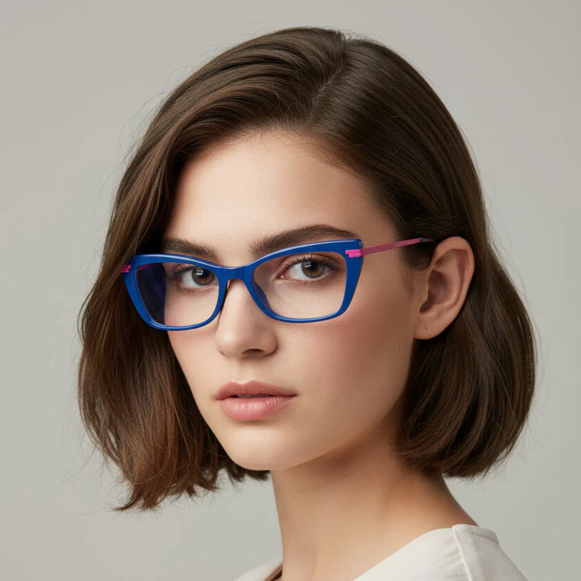 Cat eye Blue Pink Full Rim Frame Eyeglasses