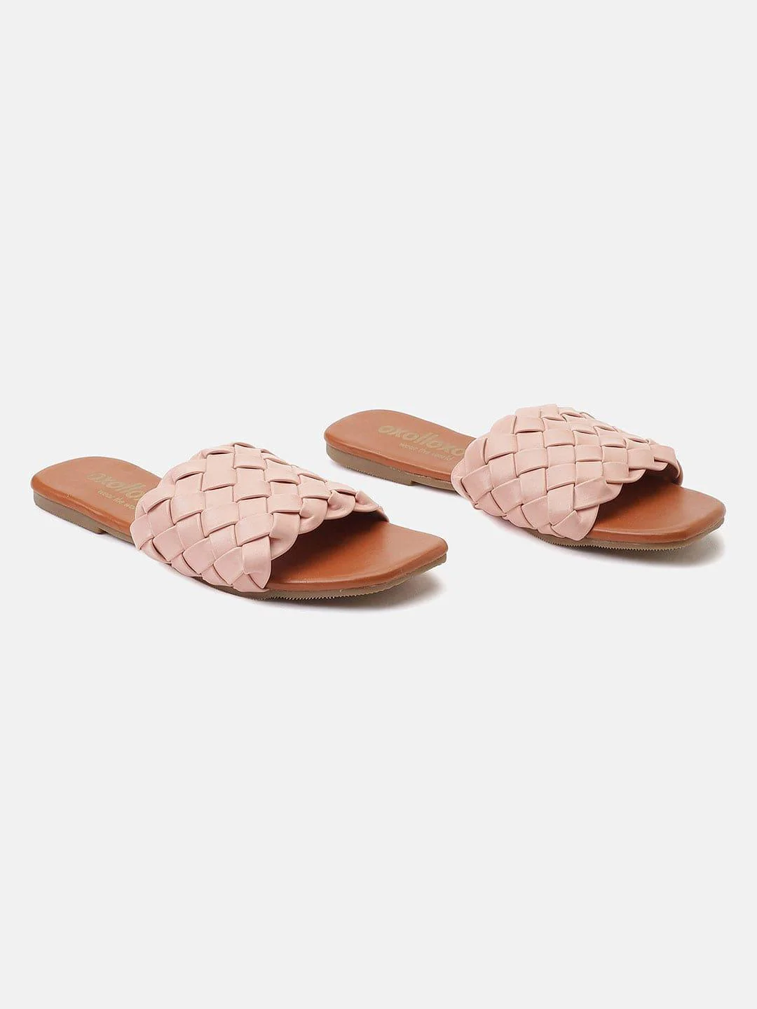 Catchy Pink Braided Open Back Flat Sandal For Women - Image 2