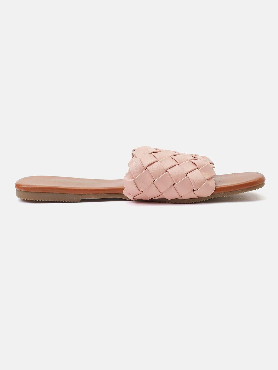 Catchy Pink Braided Open Back Flat Sandal For Women - Image 3