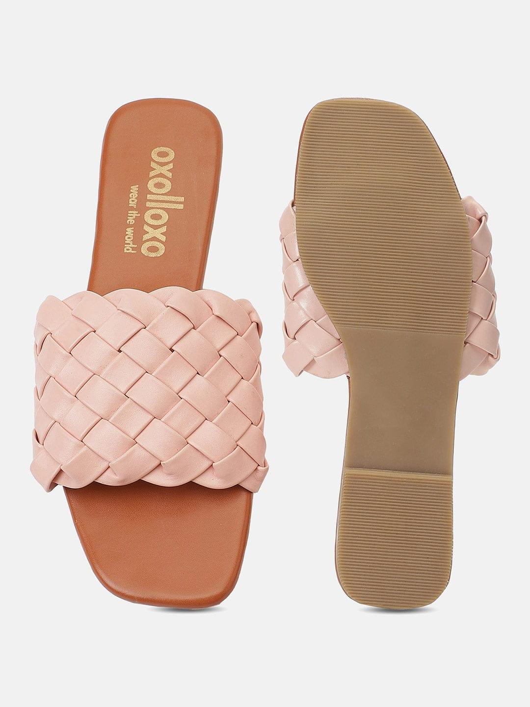 Catchy Pink Braided Open Back Flat Sandal For Women - Image 4