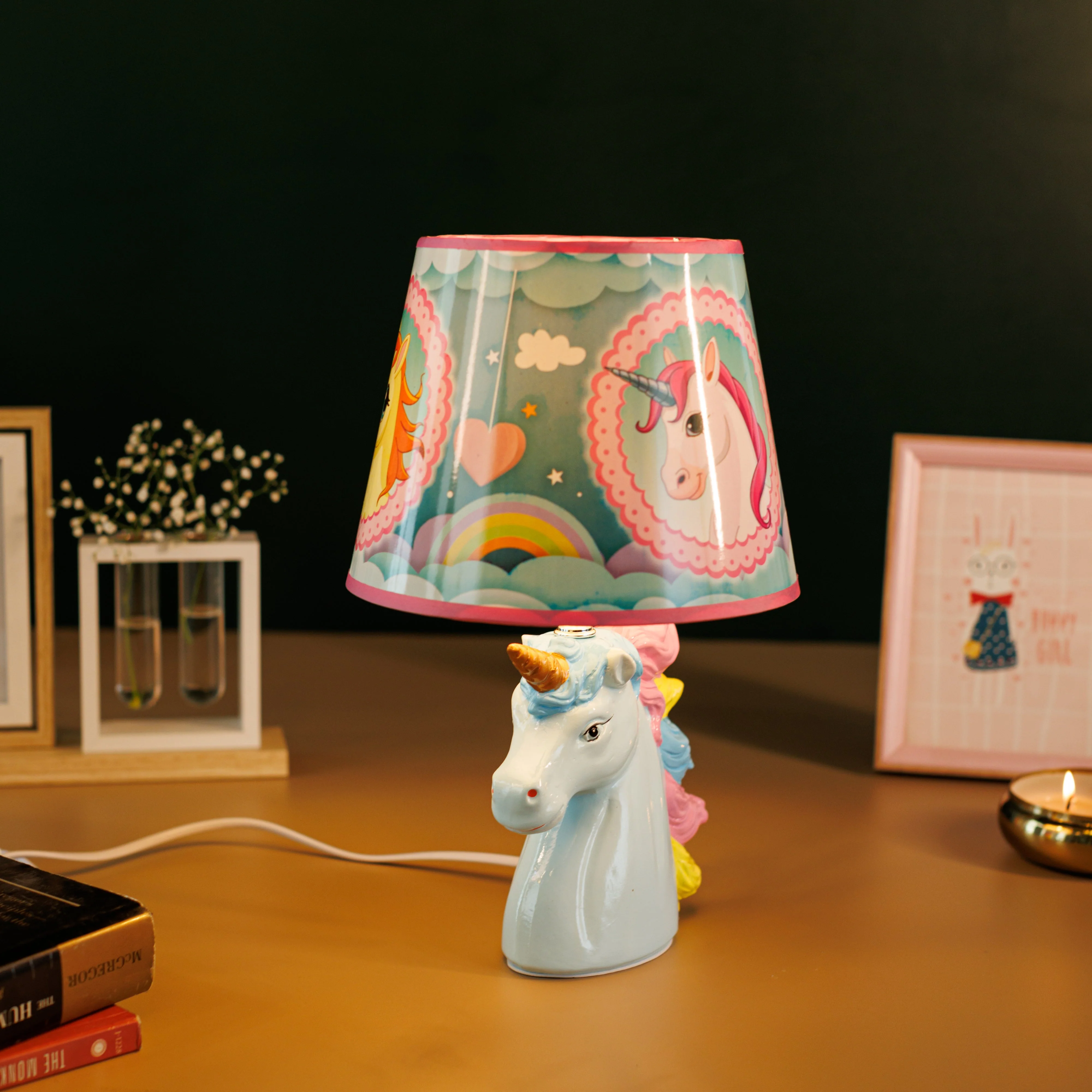 Ceramic blue unicorn for kids room - Image 2