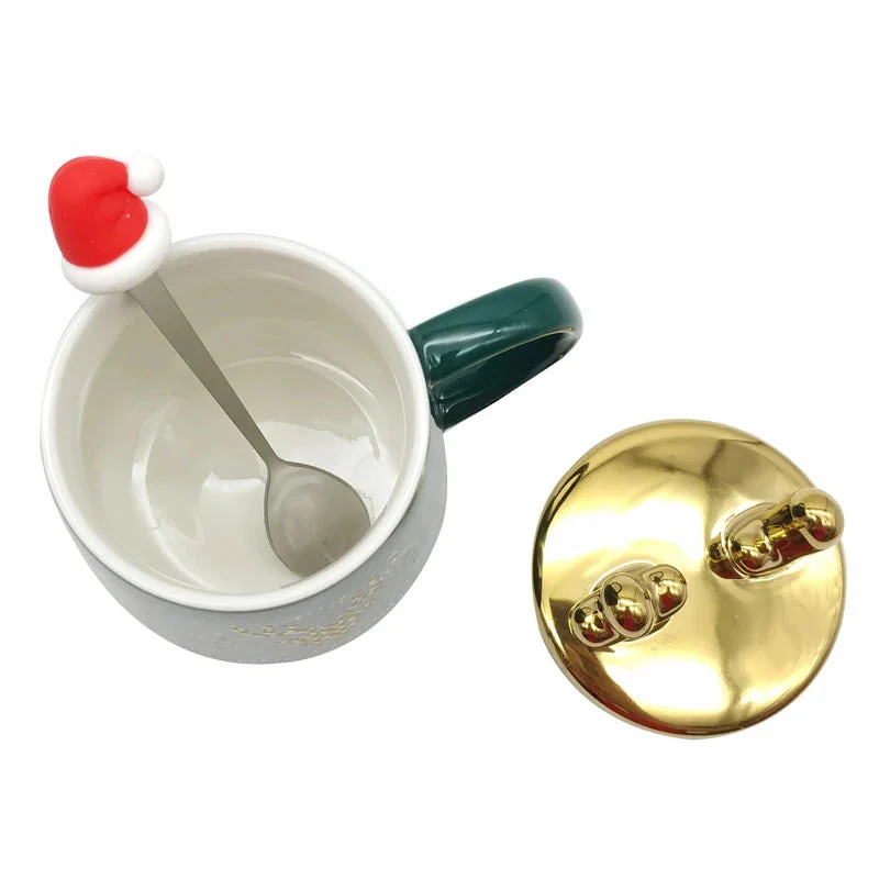 Ceramic Christmas Cup with Lid & Spoon 400 ml - Image 3