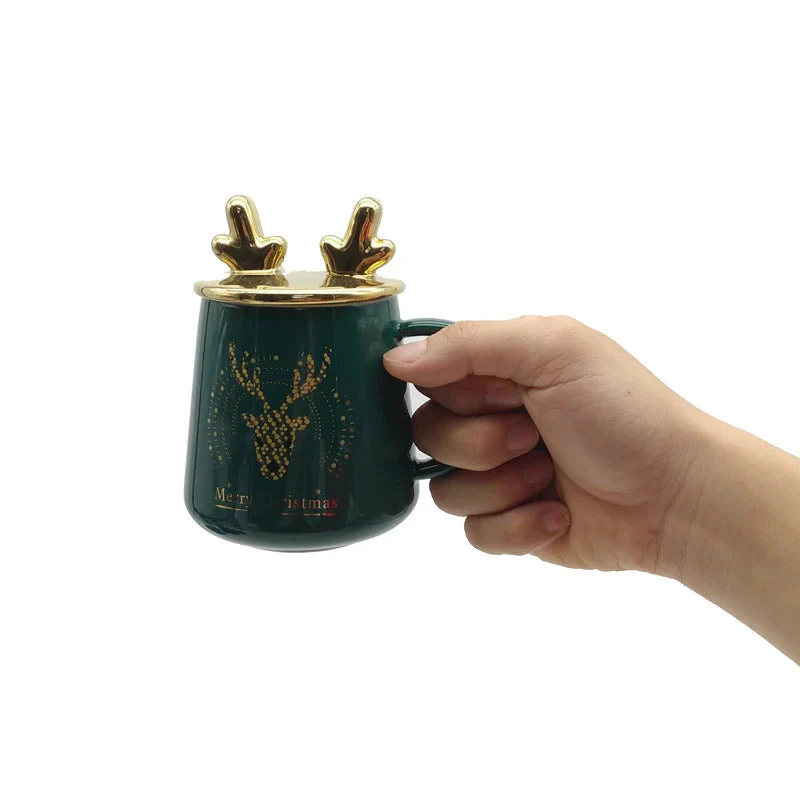 Ceramic Christmas Cup with Lid & Spoon 400 ml - Image 5