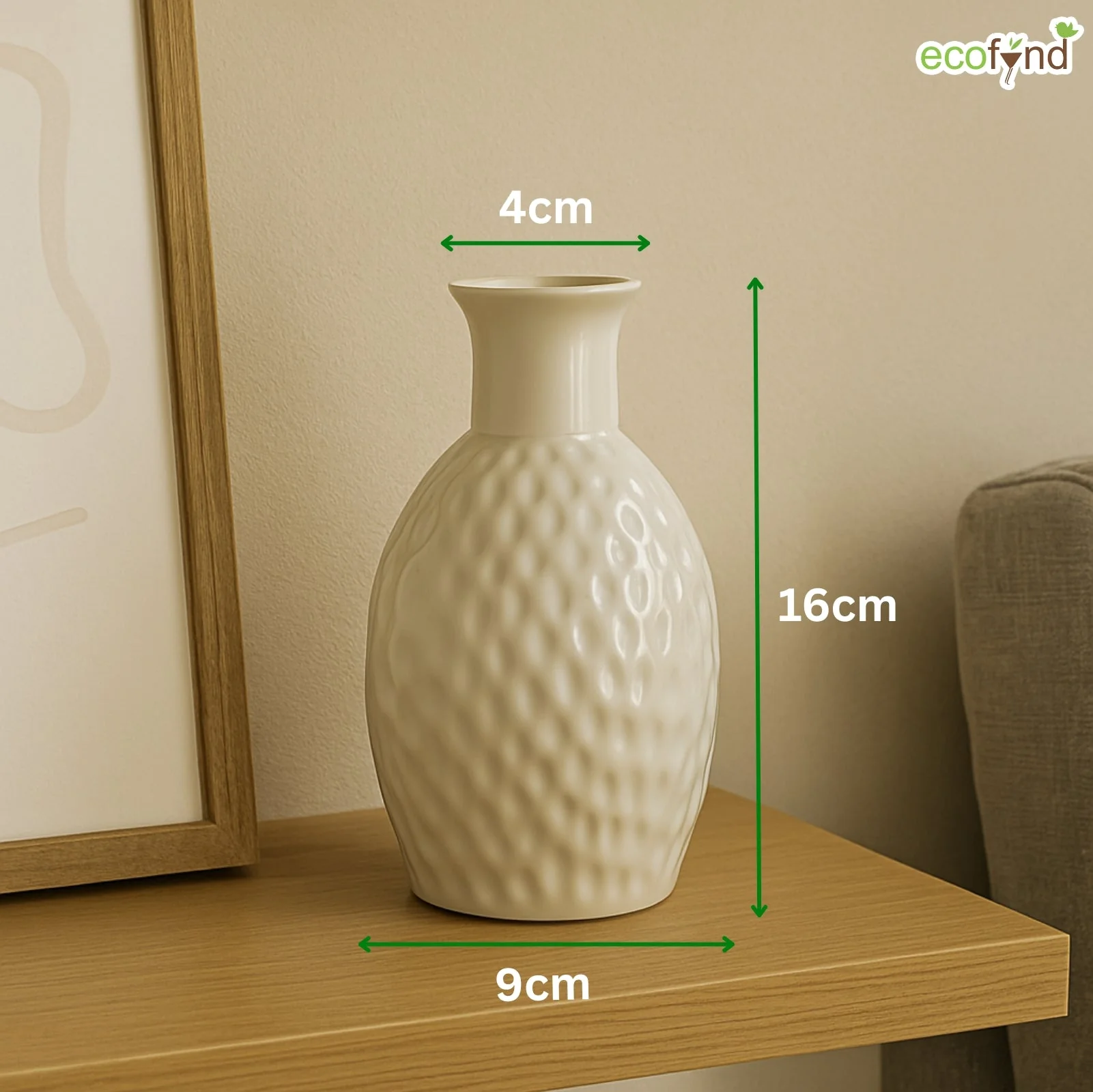 Ceramic Vase for Flowers & Plants - Golf Ball Textured Design - Image 2