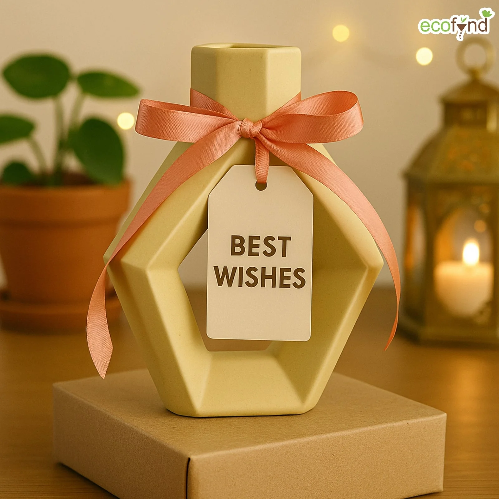 Ceramic Vase for Flowers & Plants - Polygon shape Design - Image 5