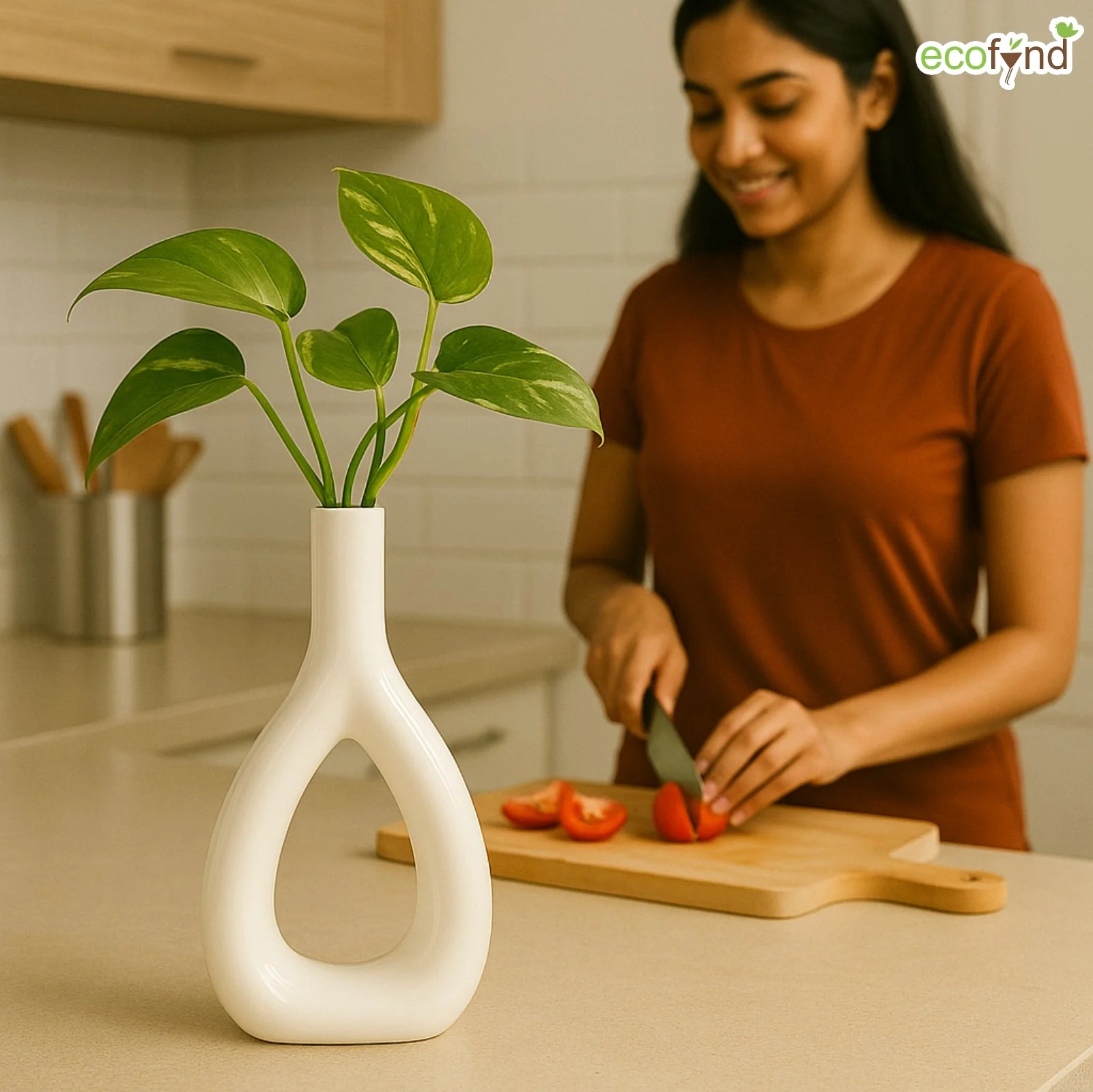Ceramic Vase for Flowers & Plants - Wishbone Silhouette Design - Image 6