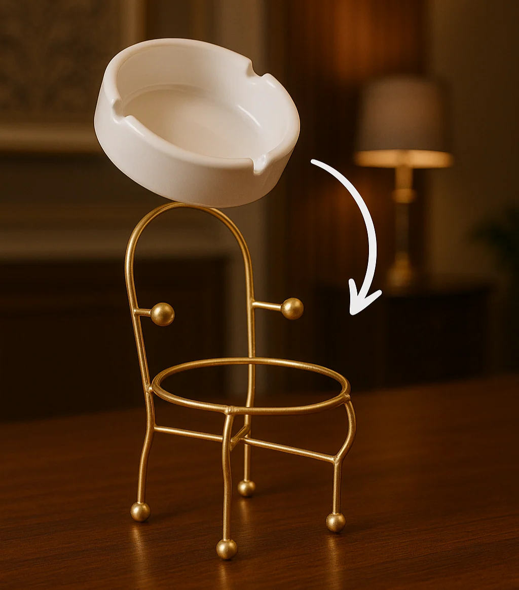 Chair-Shaped Metal Ashtray - Image 2