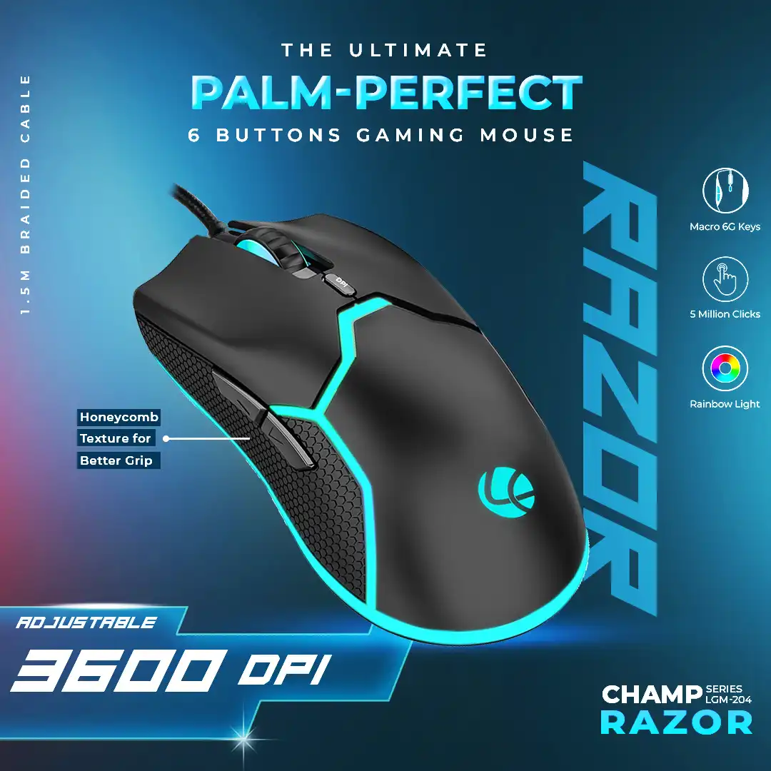 Champ Razor Gaming RBG Mouse 3600dpi (LGM-204) - Image 2