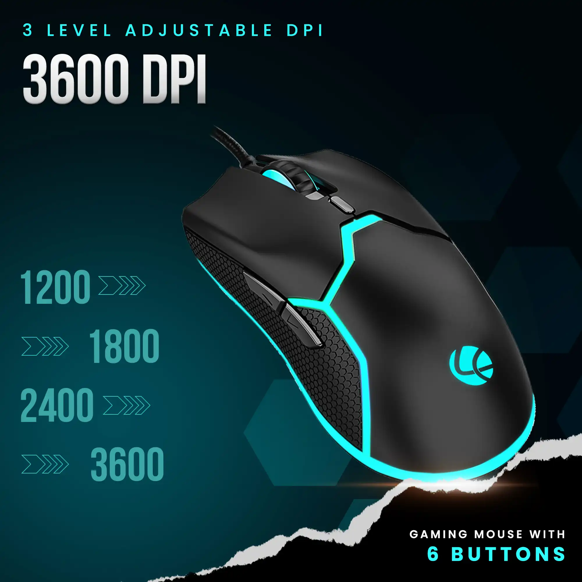 Champ Razor Gaming RBG Mouse 3600dpi (LGM-204) - Image 5