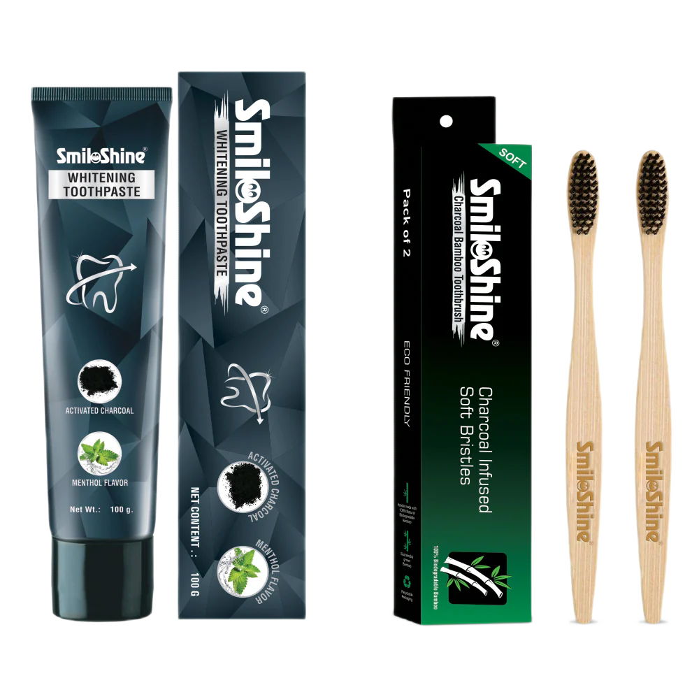CHARCOAL BAMBOO TOOTHBRUSH & TEETH WHITENING TOOTHPASTE - Image 2