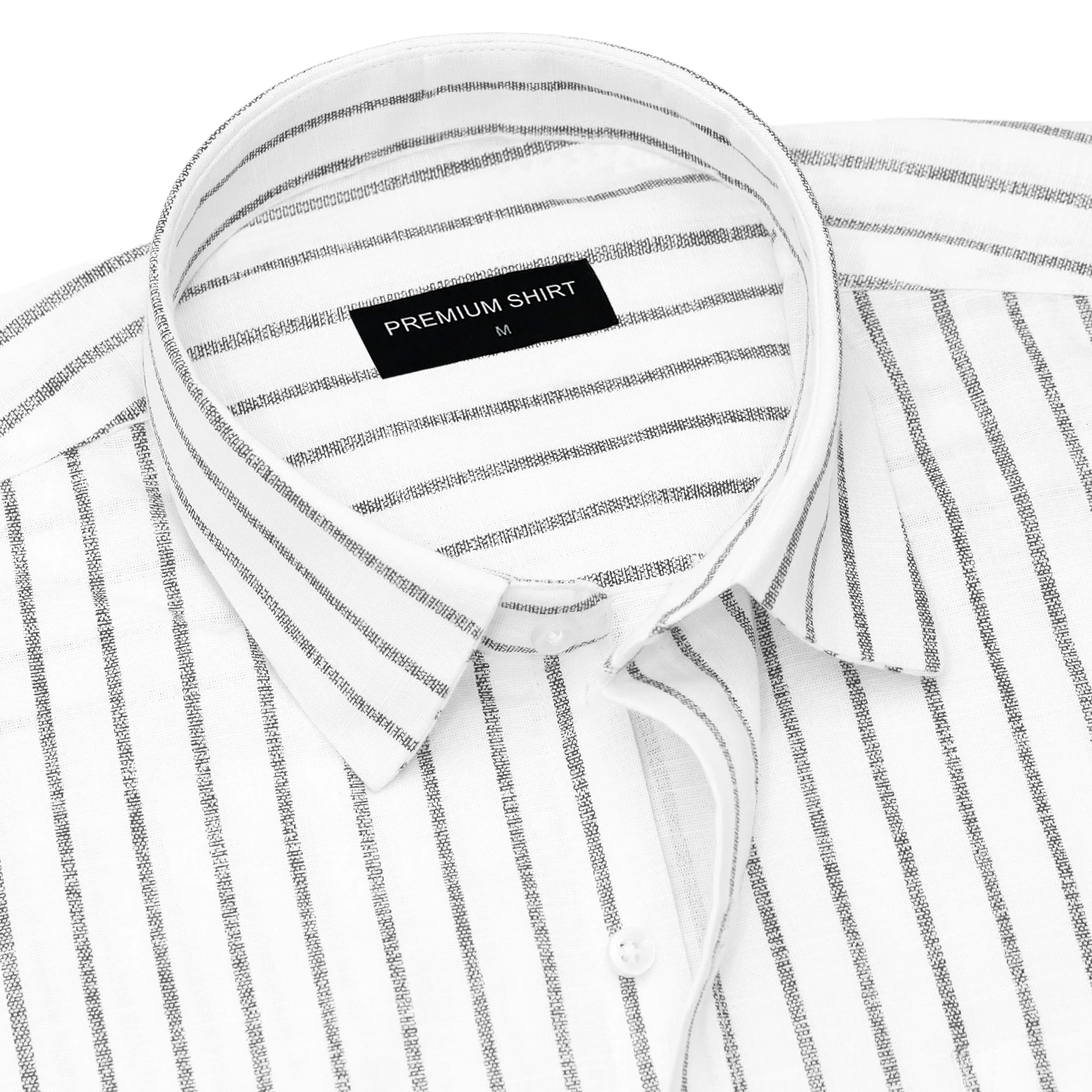 Charcoal Pinstripe Linen Shirt For Men - Image 2